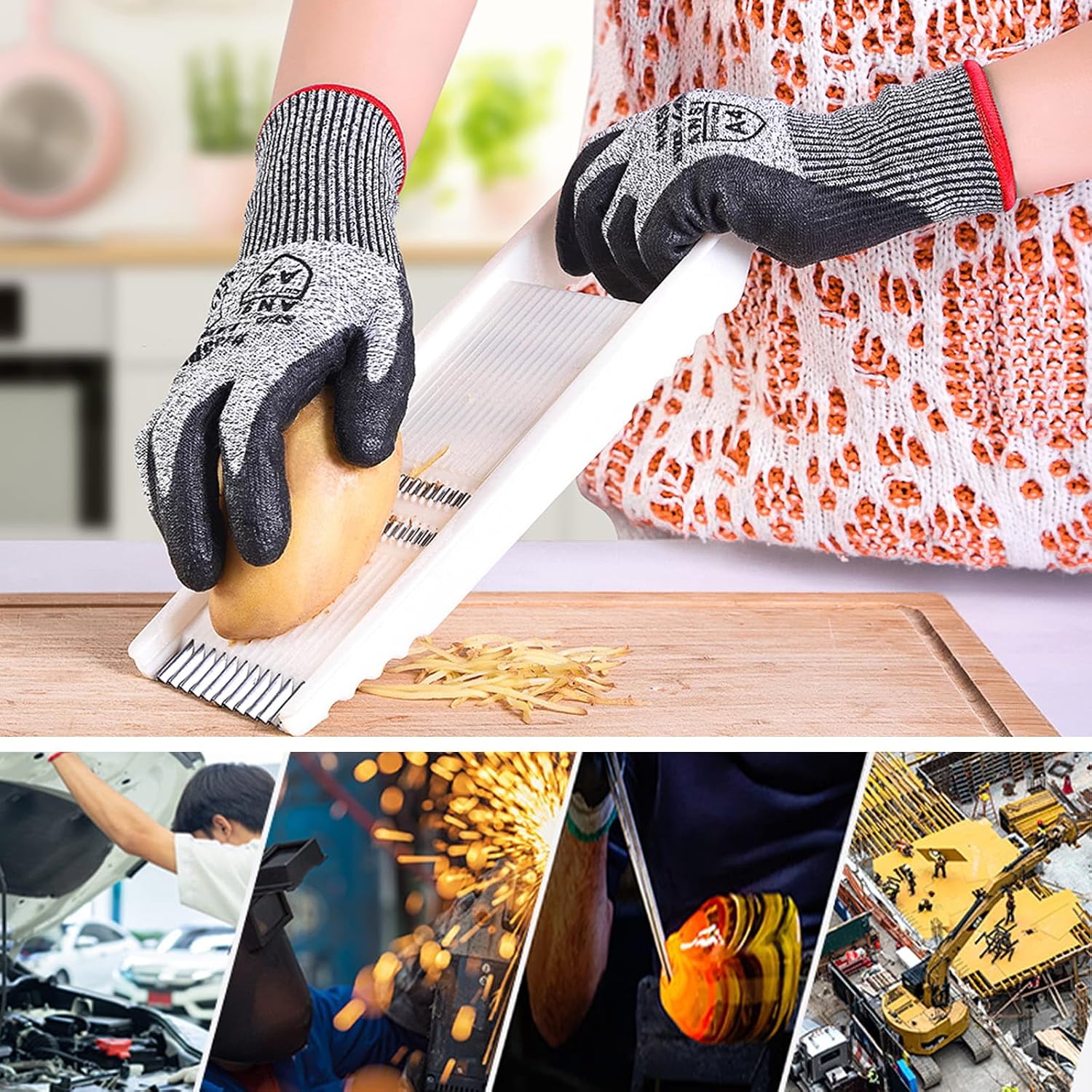 Detalle 2 de Donfri Cut Resistant Gloves Level 5 (PU palm) – comfortable ANSI A4 / EN388 work gloves for precision tasks