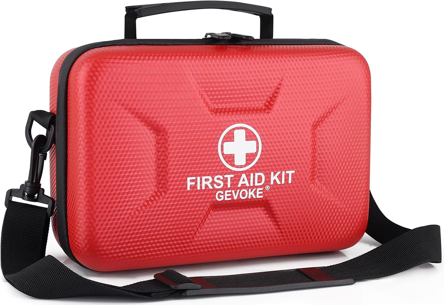 Detalle de Gevoke 410-Piece Waterproof Hard Shell First Aid Kit, Red, 5 Compartments