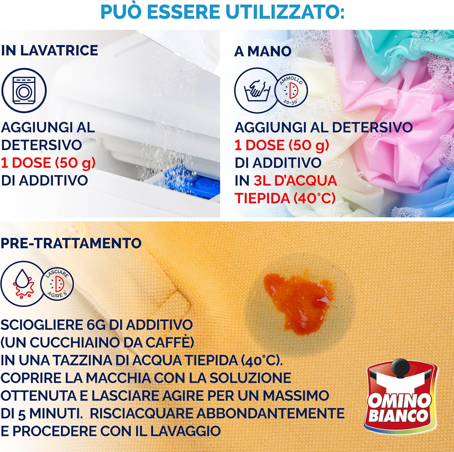 Thumbnail 6 de Omino Bianco Bianco Vivo in Polvere - Additivo Lavatrice per Capelli Bianchi 500 g x 3
