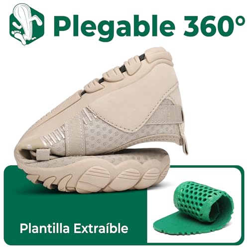 Detalle 2 de SAGUARO Escarpines para Mujer / Zapatillas de Agua con Secado Rápido y Suela Antideslizante (Gr. 39) – Caqui Almendra