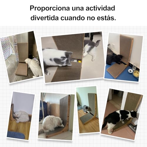 Thumbnail 6 de FUKUMARU rascador para gatos en forma de L de 68 cm (cartón con alfombrillas rascadoras y pelota)