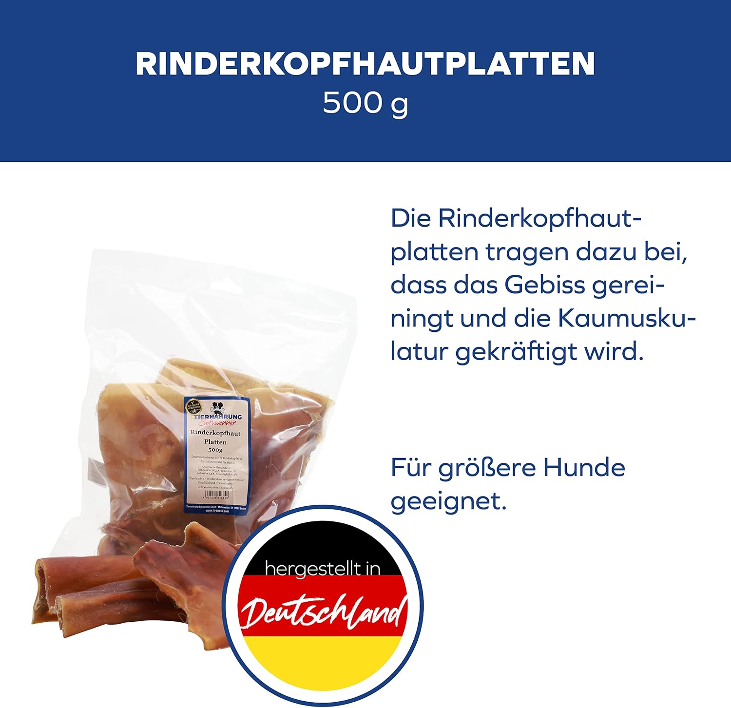 Detalle de Schwenner Rinderkopfhautplatten Kauartikel 500 g