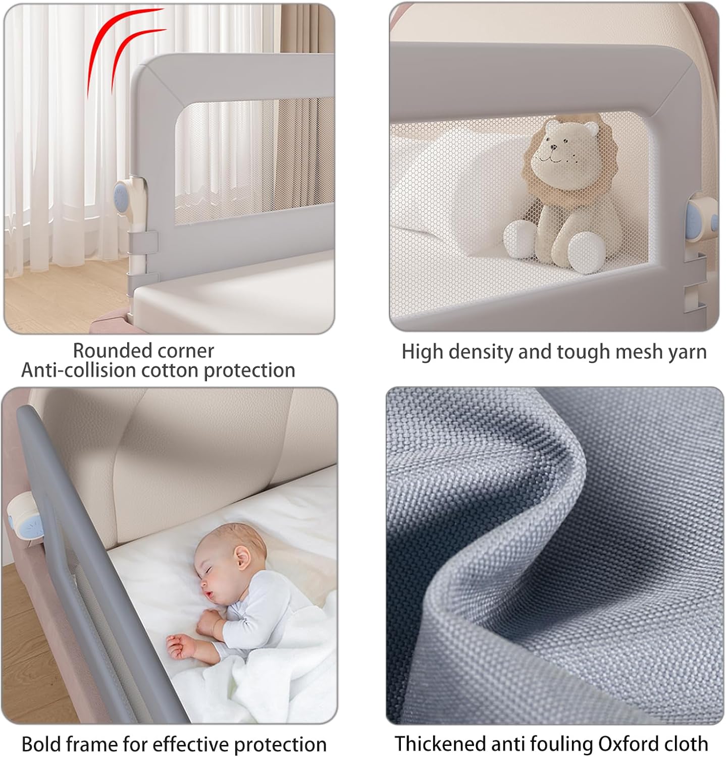 Thumbnail 4 de EAQ BEDRAIL Foldable Toddler Bed Rail, Adjustable Height, Grey Alloy Steel