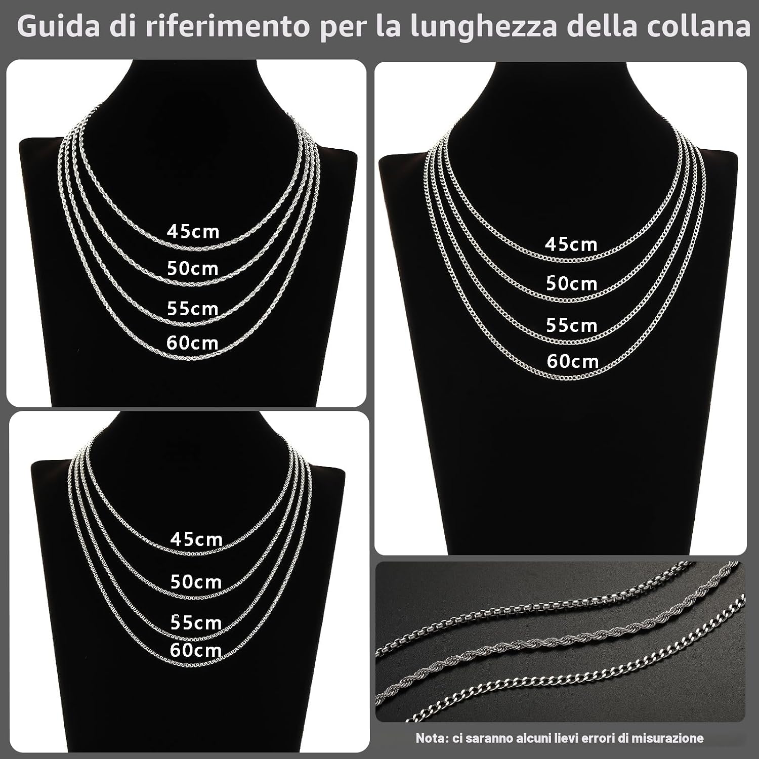 Thumbnail 5 de Esmoly Collana Uomo 3 pezzi 45-60 cm