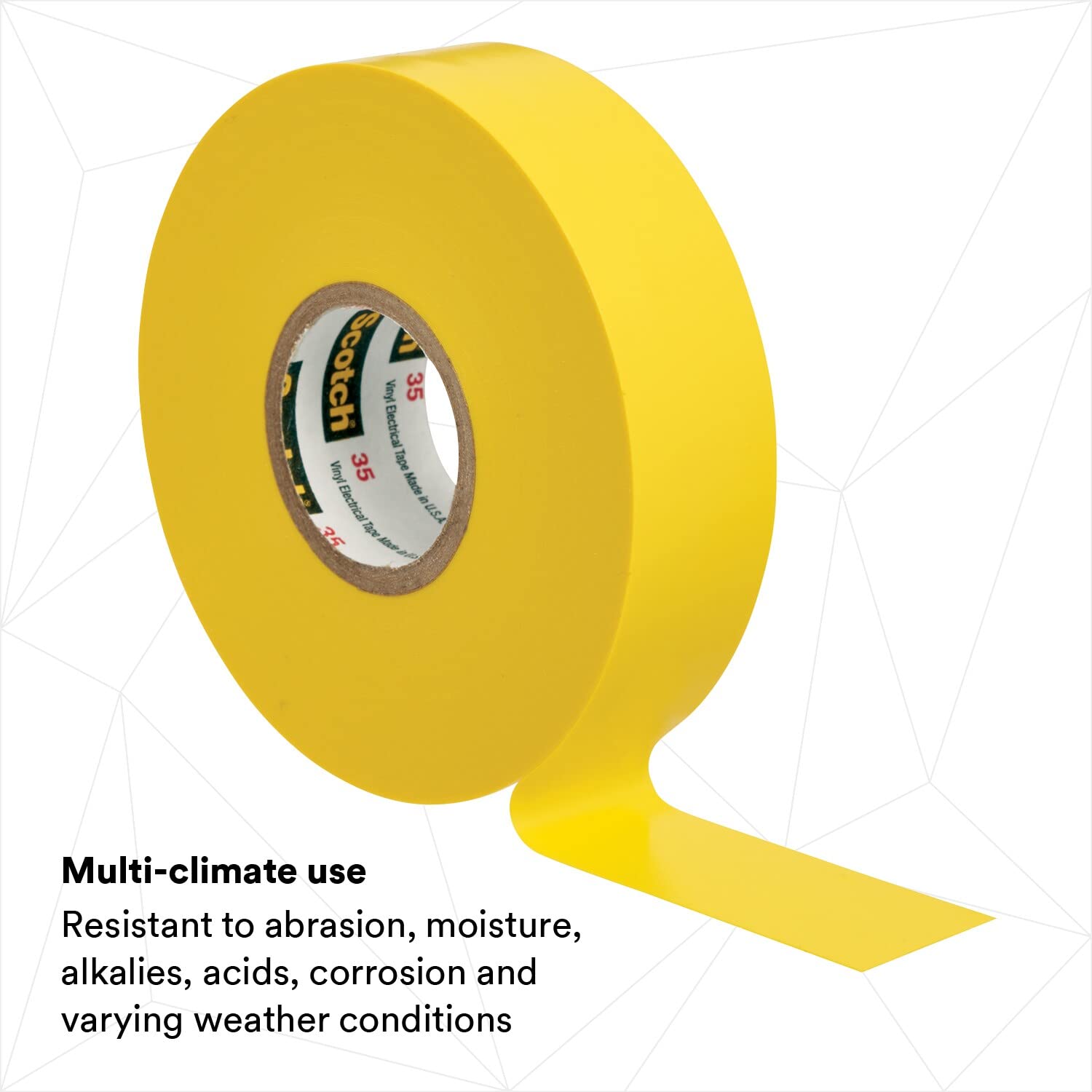 Detalle de Scotch 35-3/4X66FT-YL Vinyl Electrical Tape, Yellow, 19 mm x 20 m