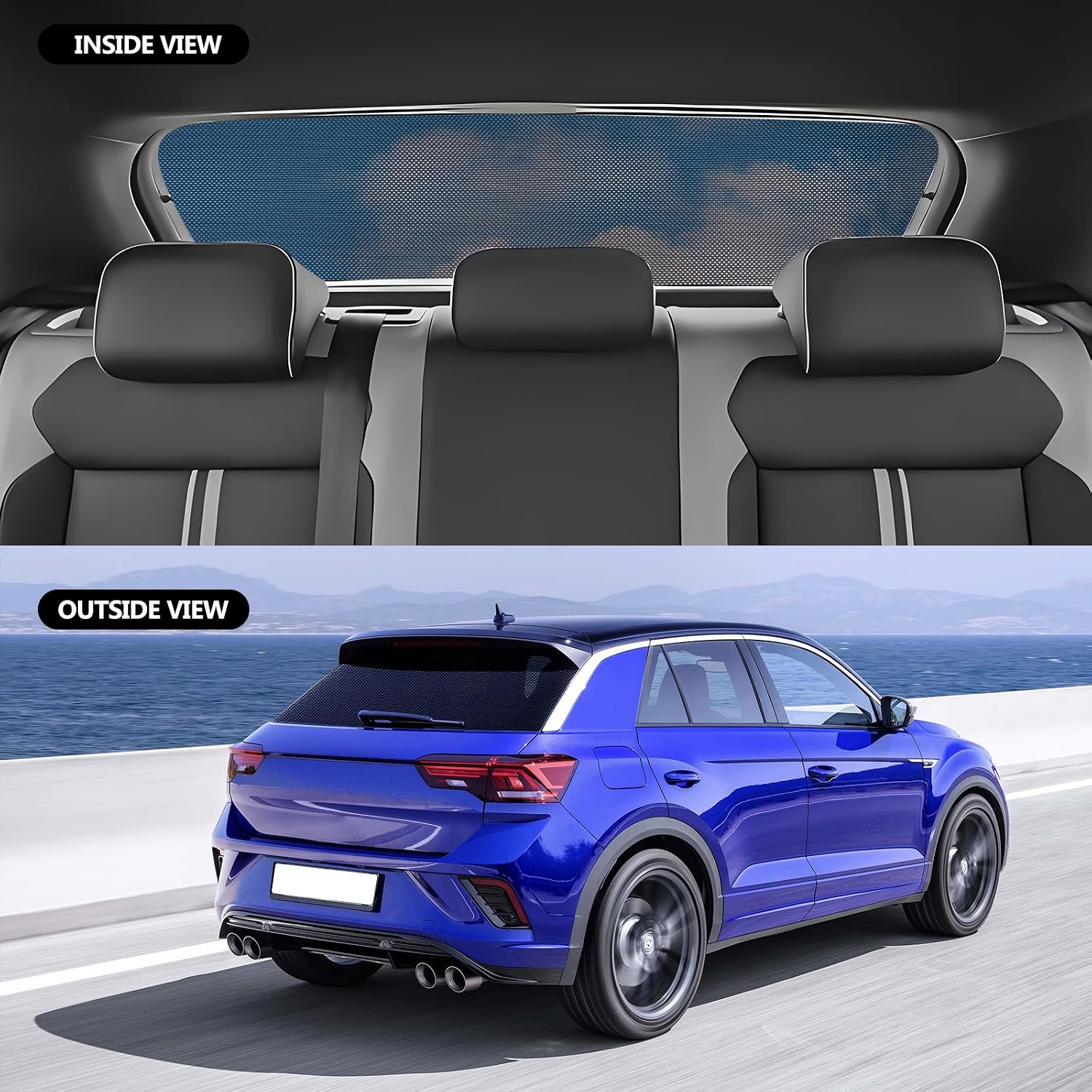 Detalle de ZATOOTO Sonnenschutz Heckscheibe für VW T-Roc (2018–2024) – UV-Abweisung, faltbar, kindergeeignet