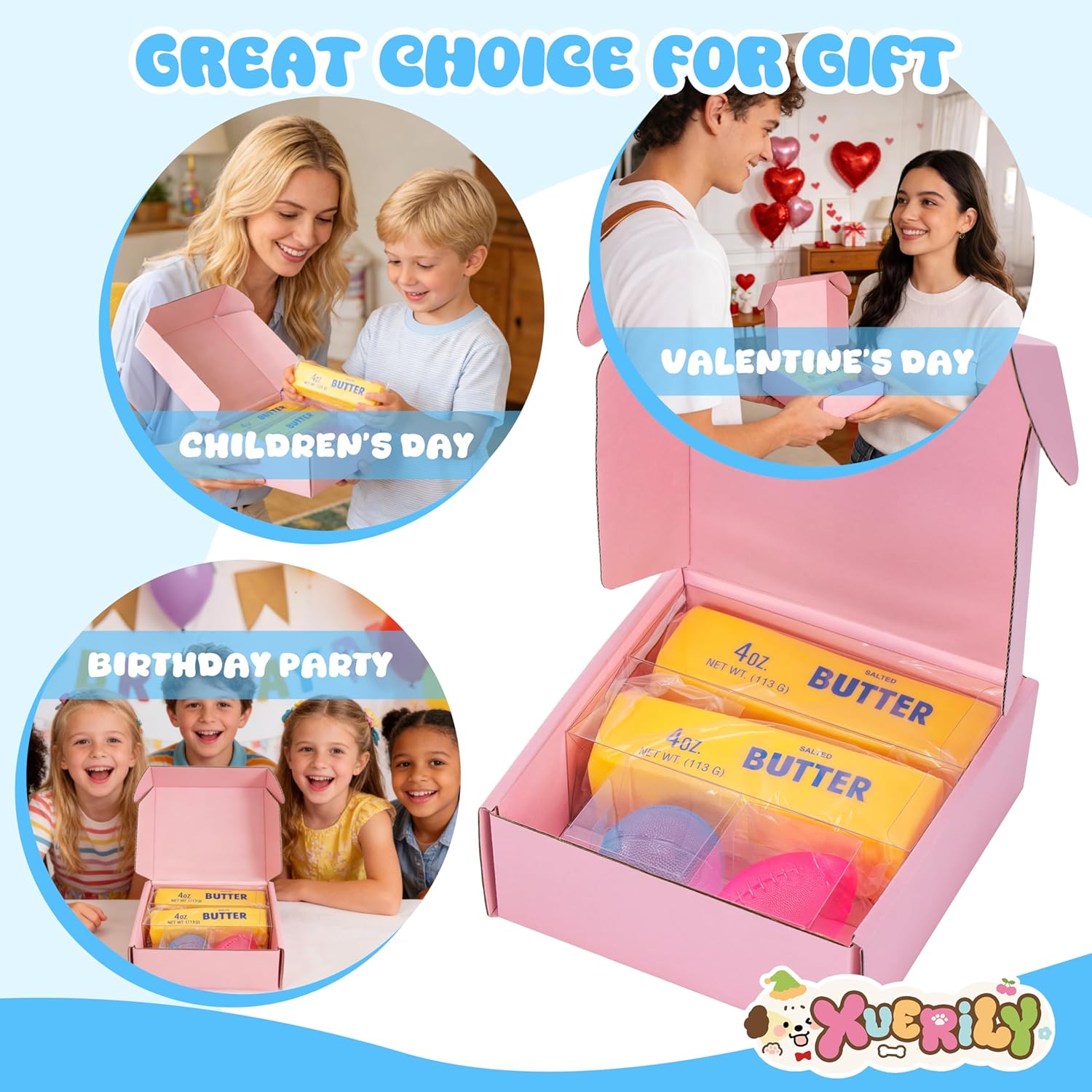 Detalle 2 de XUERILY 4-Pack Squishy Stress Ball & Slow Rising Butter Squishy Fidget Toys Set