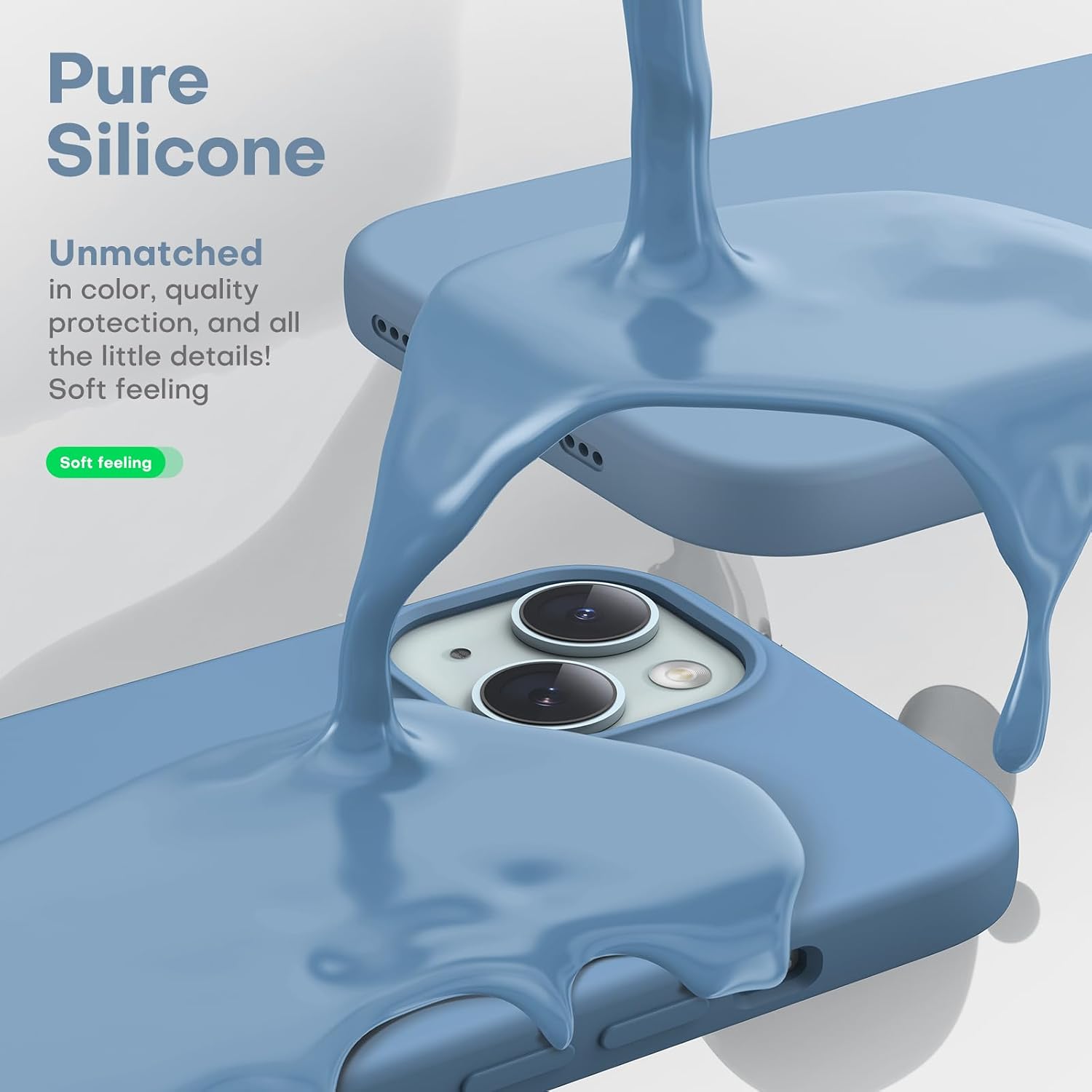 Detalle 1 de TOCOL iPhone 15 silicone slim case — Winter Blue