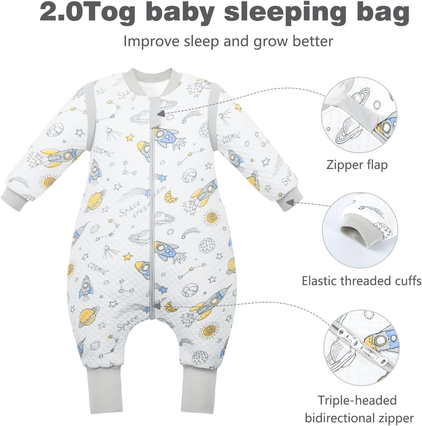 Detalle de MIKAFEN Baby Sleeping Bag with Feet 2.0 Tog, 4–5 yrs