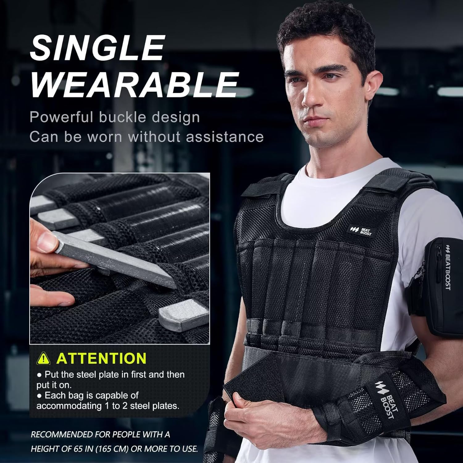 Detalle 2 de BeatBoost Weighted Vest 20 lb adjustable workout vest ๐