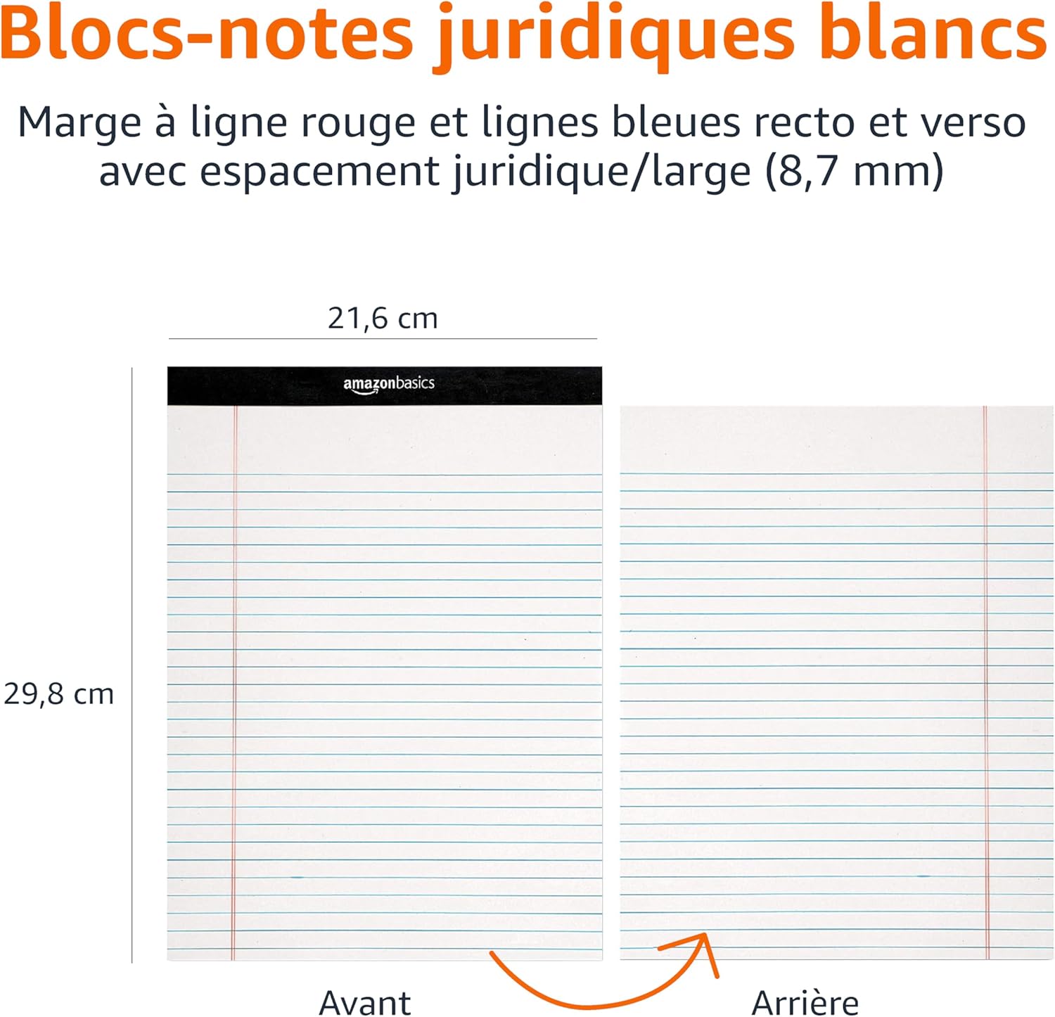 Thumbnail 4 de Amazon Basics Blocs-notes lignés 21,6 x 29,8 cm — 12 unités, 50 feuilles chacun