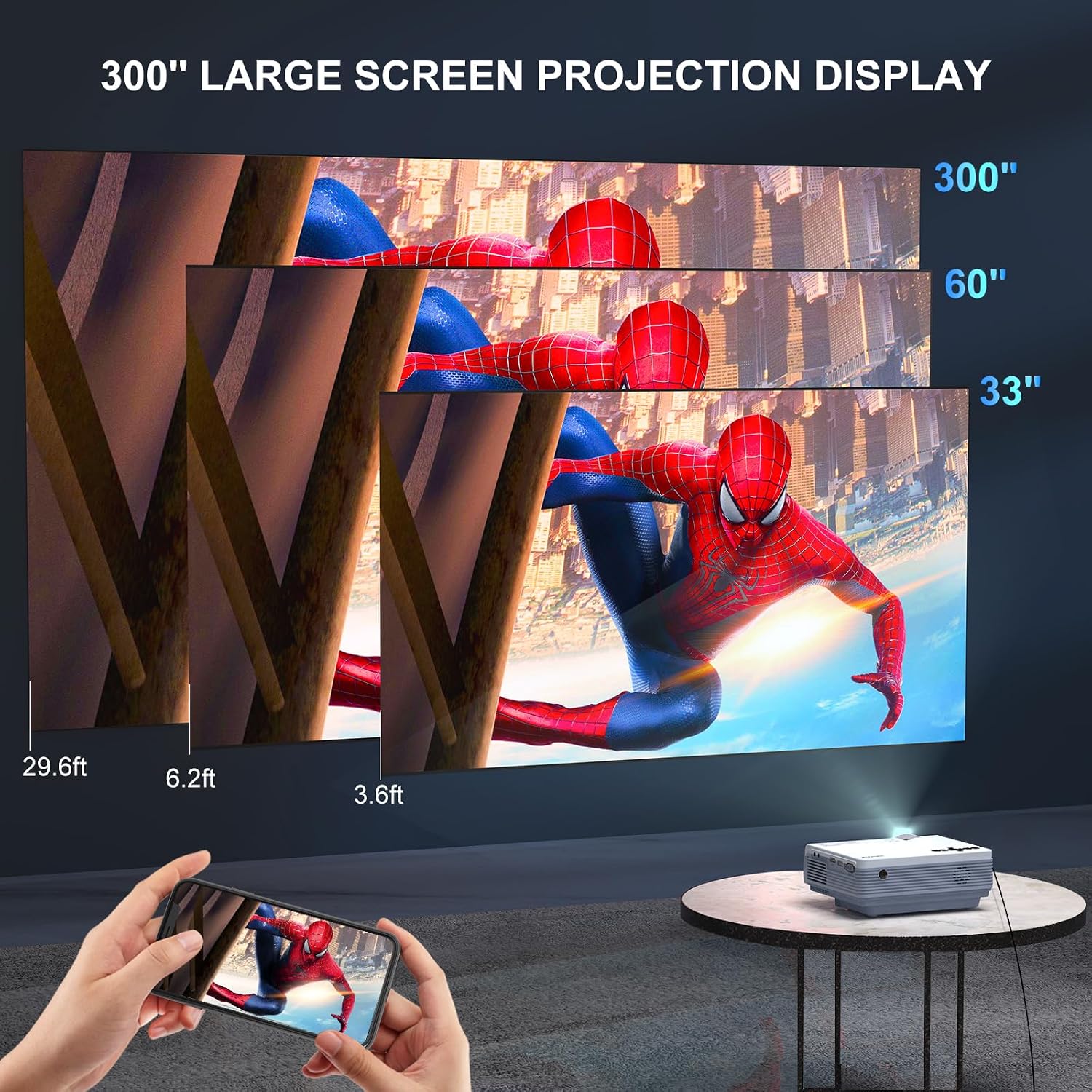 Thumbnail 4 de FUDONI Projector with Native 1080p, Dual-Band Wi-Fi and Bluetooth 5.3