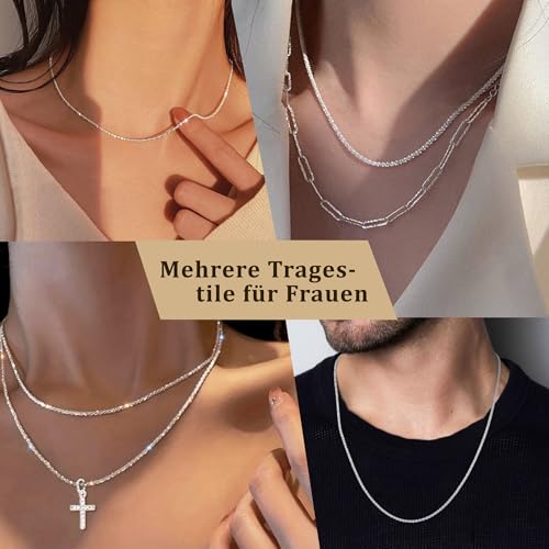 Thumbnail 2 de Avotto 925 Chaîne Argent Femme – Collier en argent sterling 2 mm avec fermoir mousqueton amélioré