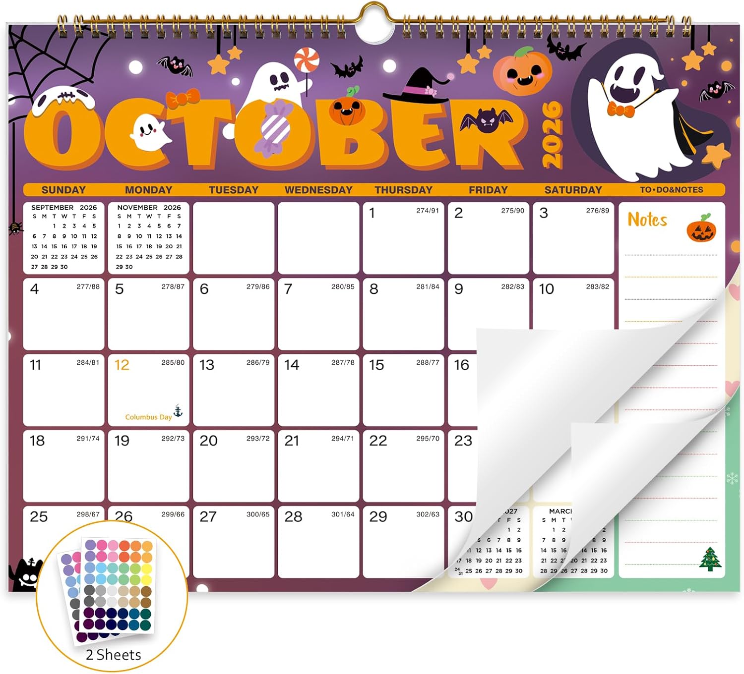 Detalle de XISIDO 2026–2027 Wall Calendar, 18-Month Planner with Notes and Hanging Hook