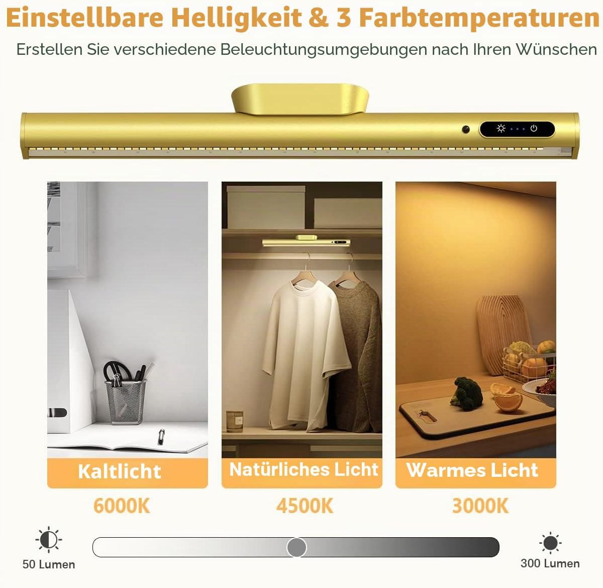 Detalle 2 de bravzurg Unterbauleuchte Küche LED Akku mit Fernbedienung & Magnet, dimmbar (3 Farbtemperaturen)