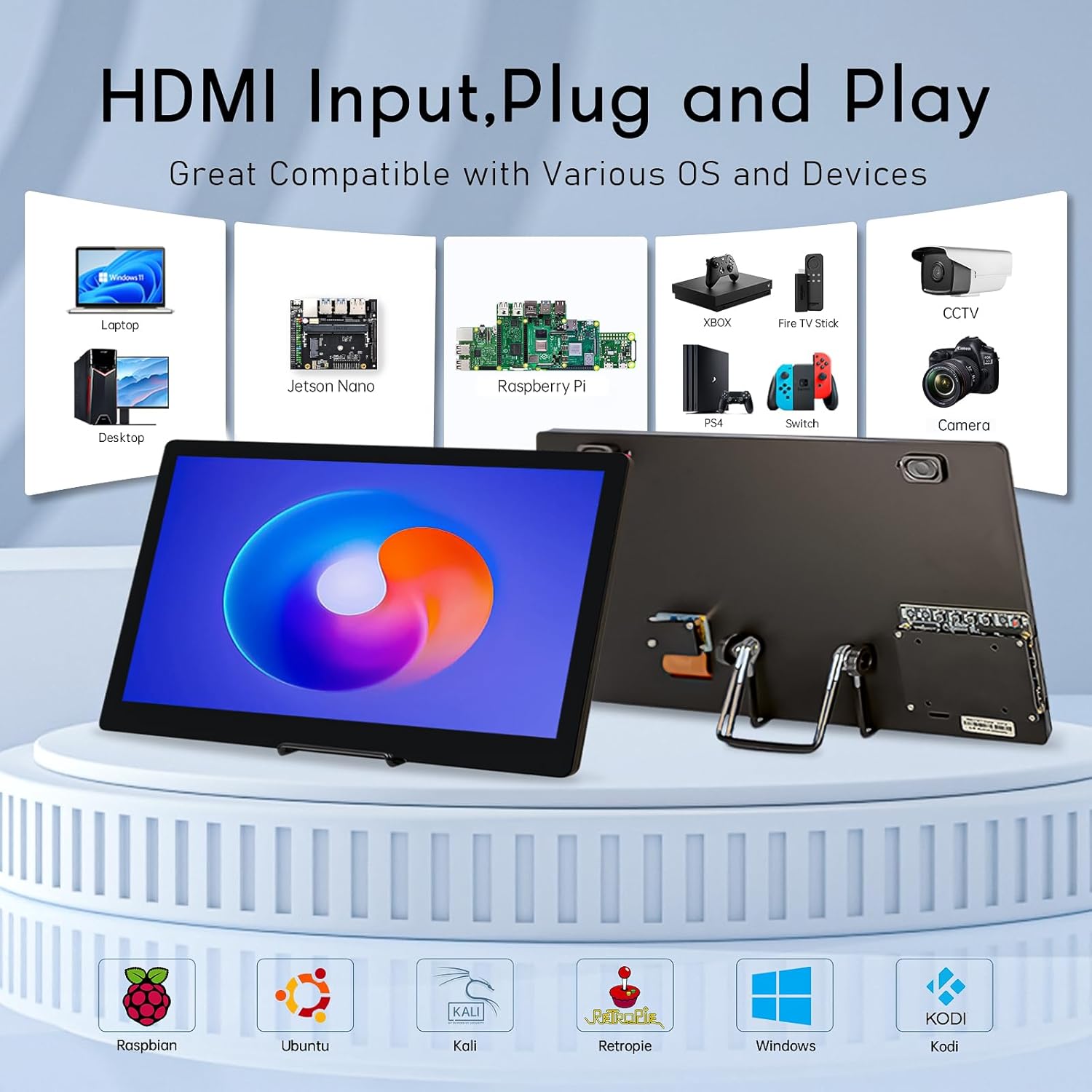 Thumbnail 4 de HAMTYSAN 15,6-Zoll Raspberry-Pi Touchscreen-Monitor (FHD 1920×1080, IPS, 10-Punkt) mit Dual-Lautsprechern