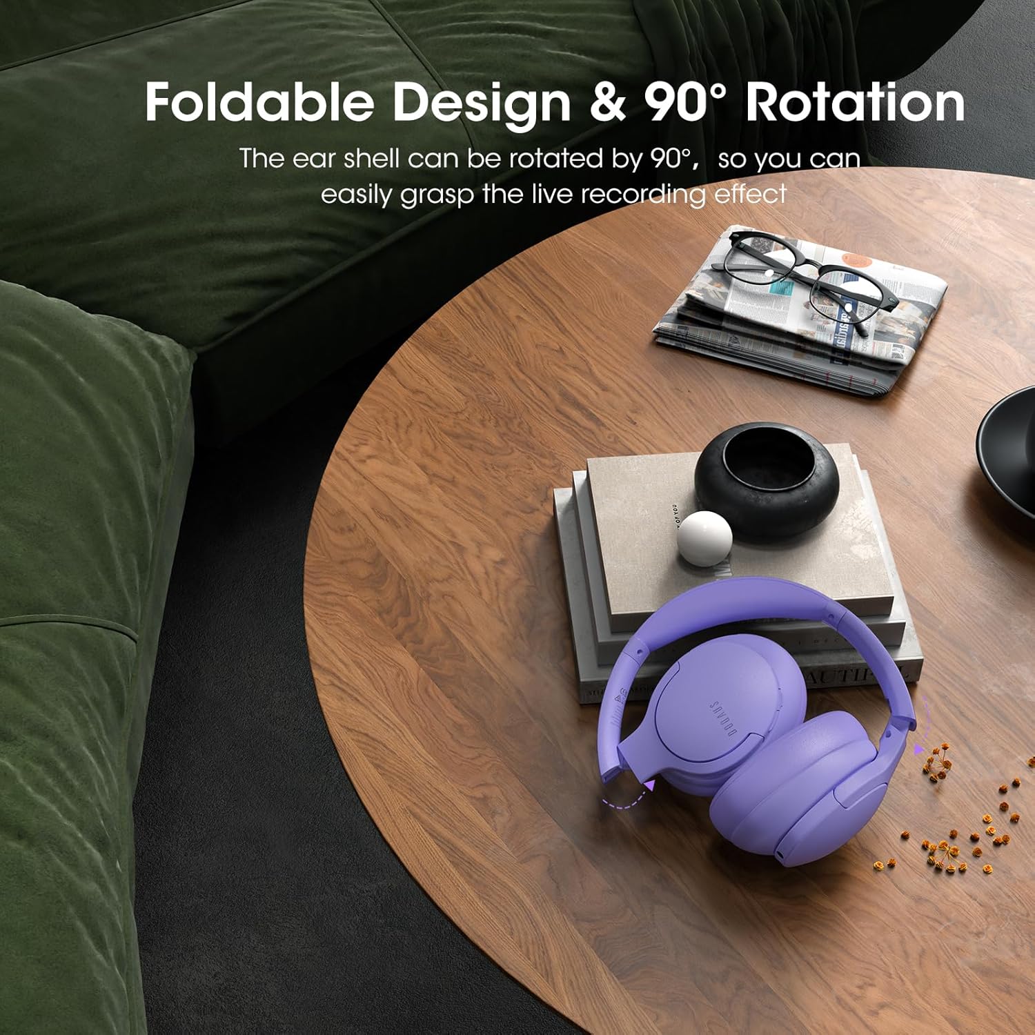 Thumbnail 6 de DOQAUS kabellose Bluetooth Over-Ear-Kopfhörer mit bis zu 90 Stunden Laufzeit, 3 EQ-Modi und Mikrofon (violett)