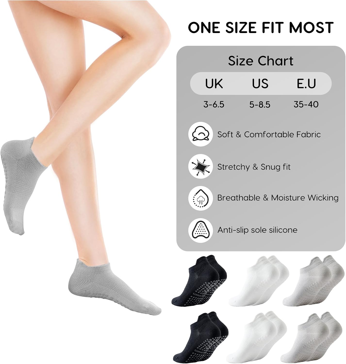 Thumbnail 3 de Dzpuhuojz Calcetines Pilates Antideslizantes 35-40