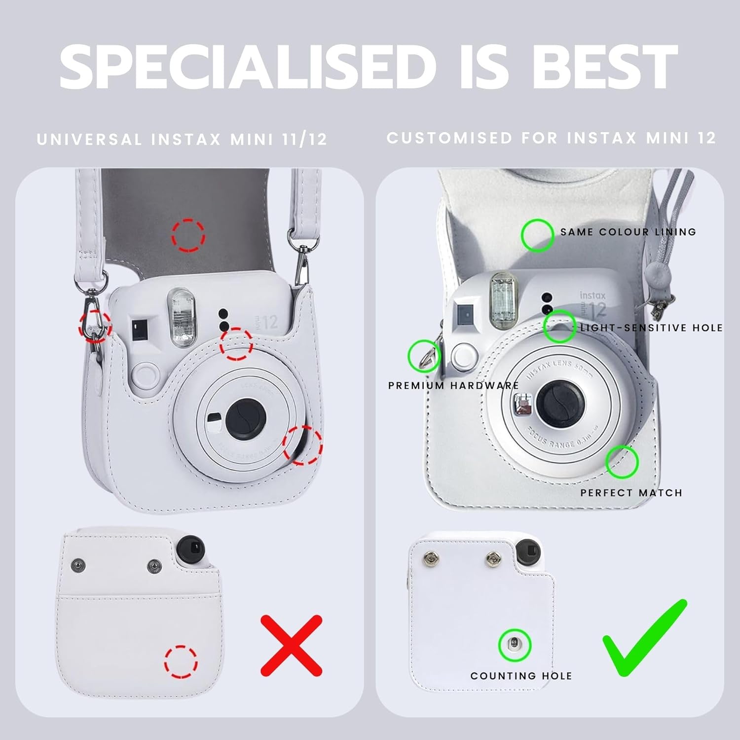Thumbnail 4 de Clikoze Instant Camera Accessories Bundle for Fujifilm Instax Mini 12 (Clay White)