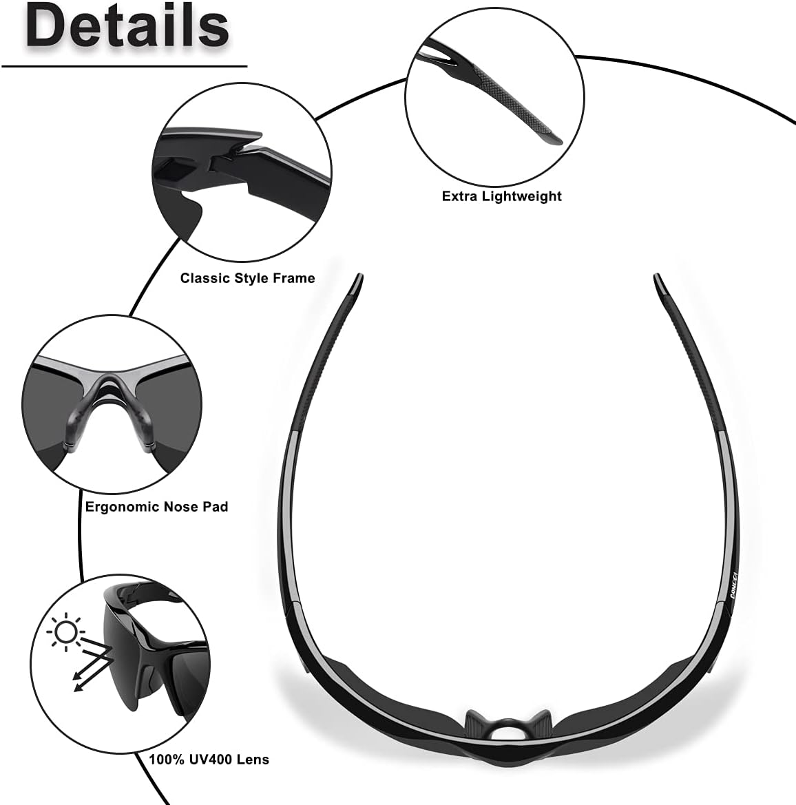 Detalle 2 de BONDDI Fahrradbrille: Polareisierte Sportsonnenbrille mit unzerbrechlichem TR90-Rahmen
