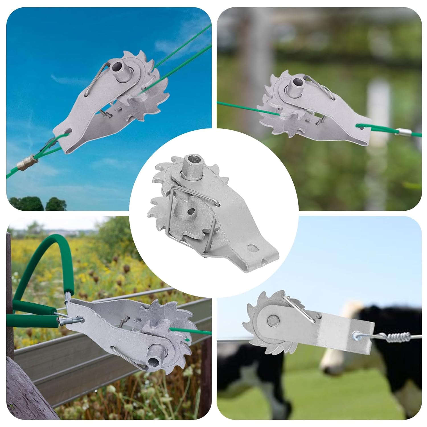 Thumbnail 5 de Fuuner Wire Rope Fence Kit with 5 Electric Fence Wire Tensioners, 30M Galvanised PVC-Coated Steel Cable