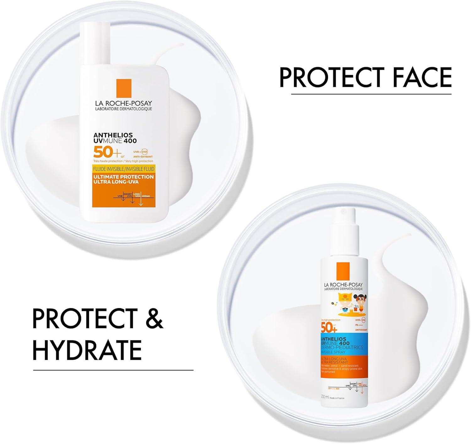 Detalle de Anthelios Uvmune 400 Invisible Fluid SPF50 + Dermopediatric 30 Spray 200ml
