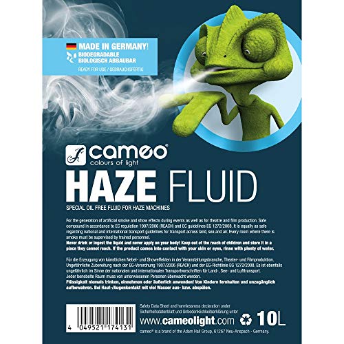 Detalle 2 de CAMEO HAZE FLUID 10 L: líquido de niebla de larga duración, base acuosa y sin aceite
