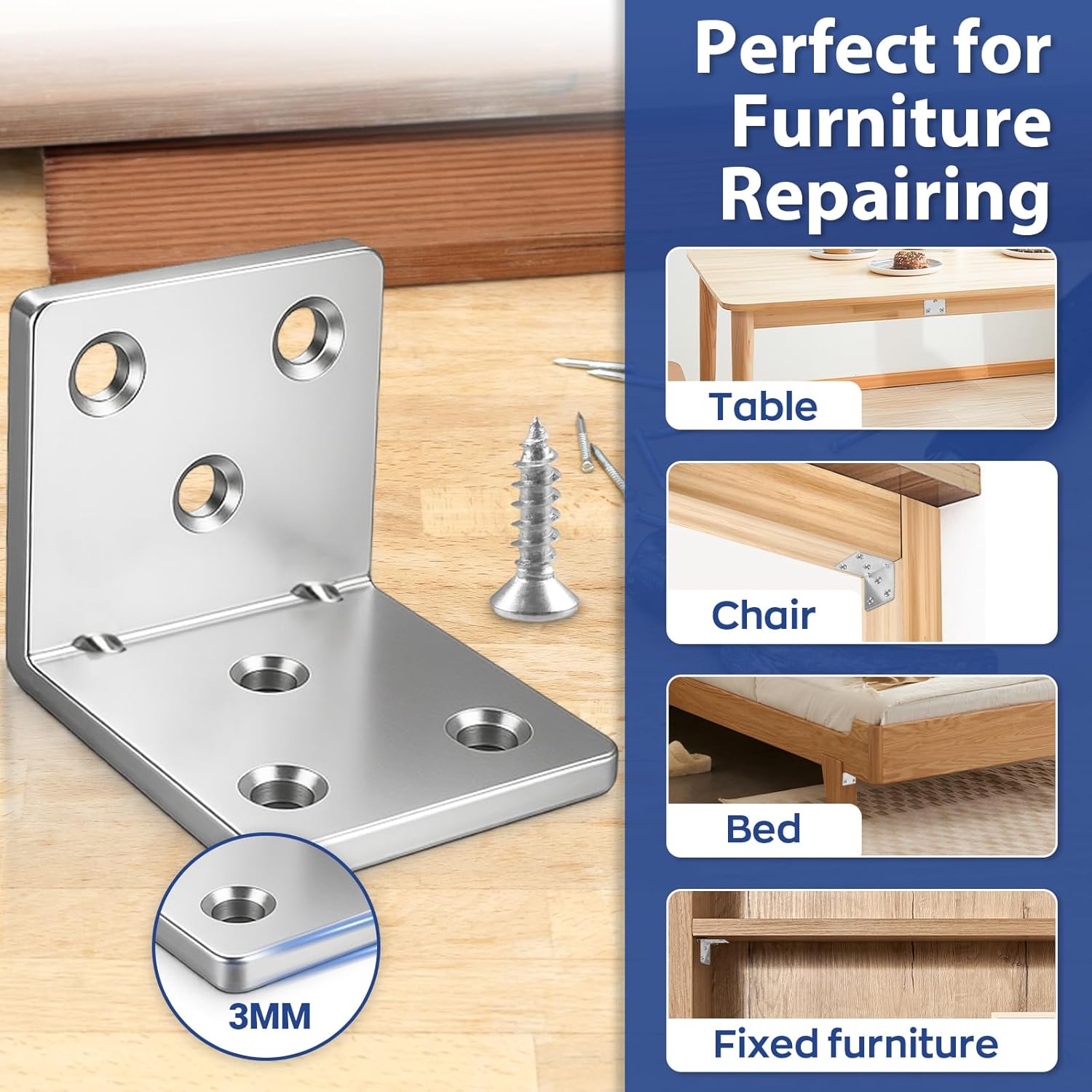 Thumbnail 4 de Xyxu L Brackets for Wood – 10 Pack Heavy Duty 40x40x40mm with Screws