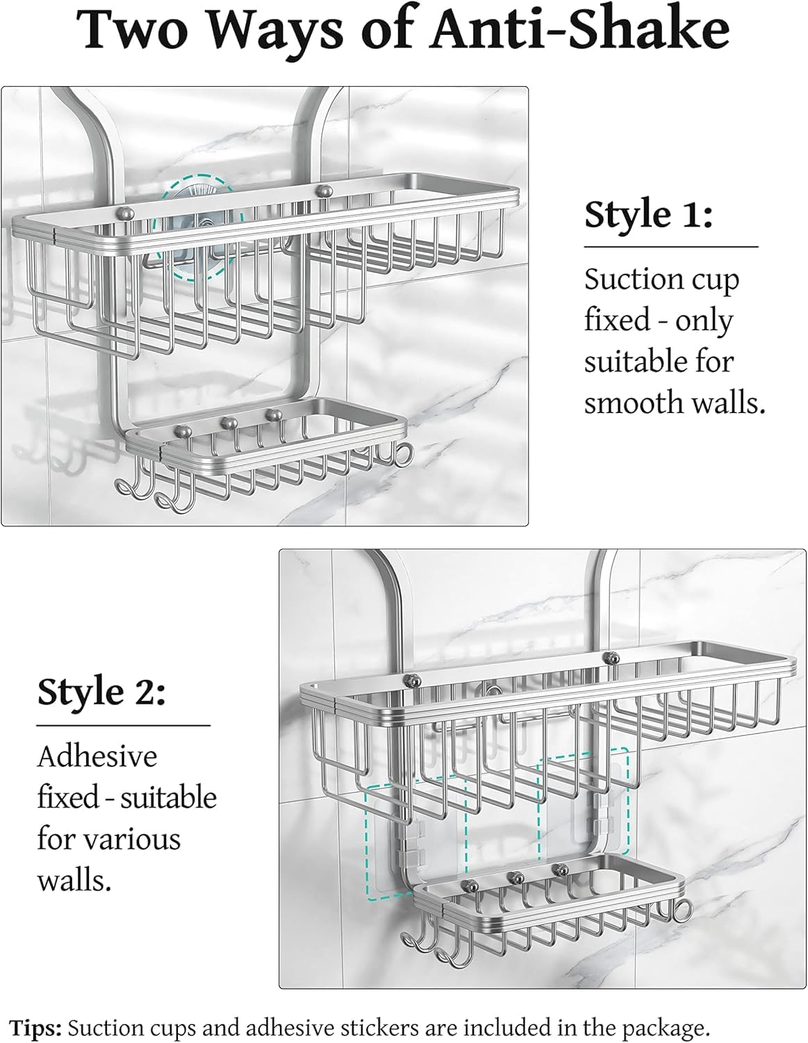 Thumbnail 4 de YASONIC Shower Caddy Hanging with 10 Hooks