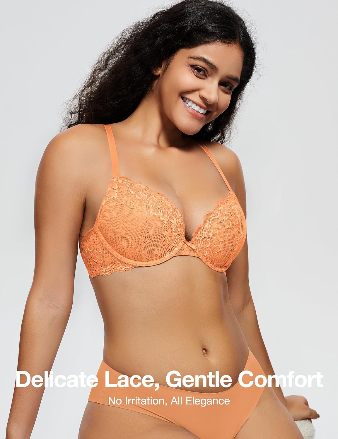 Detalle de Deyllo Women’s Push-Up Lace Bra with Padding and Underwire