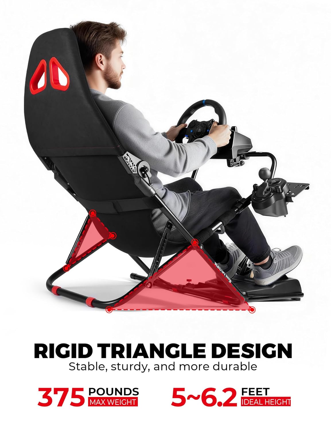 Thumbnail 5 de RACGTING Racing Simulator Cockpit for G920/G29/G923 (Foldable Frame & Shifter Mount Only) — Black