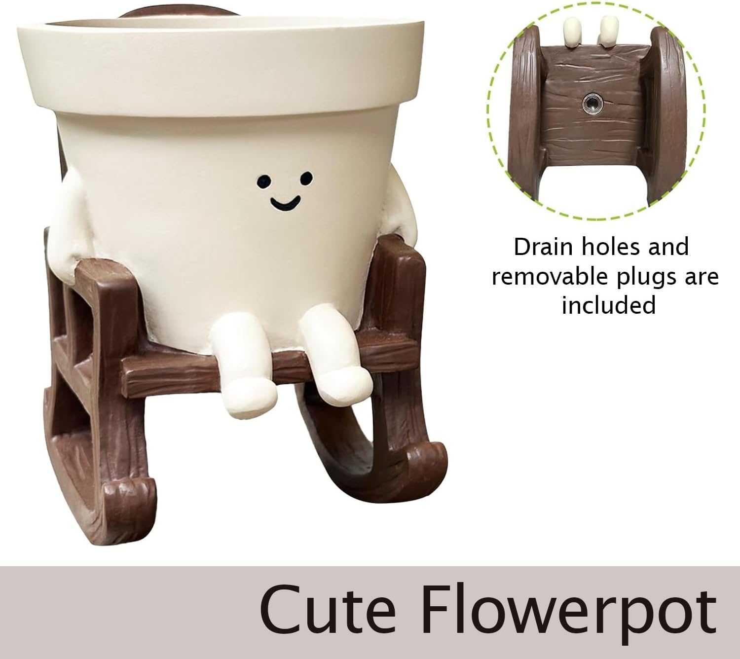 Detalle 2 de Smiley Face Planter Pot with Drainage Hole