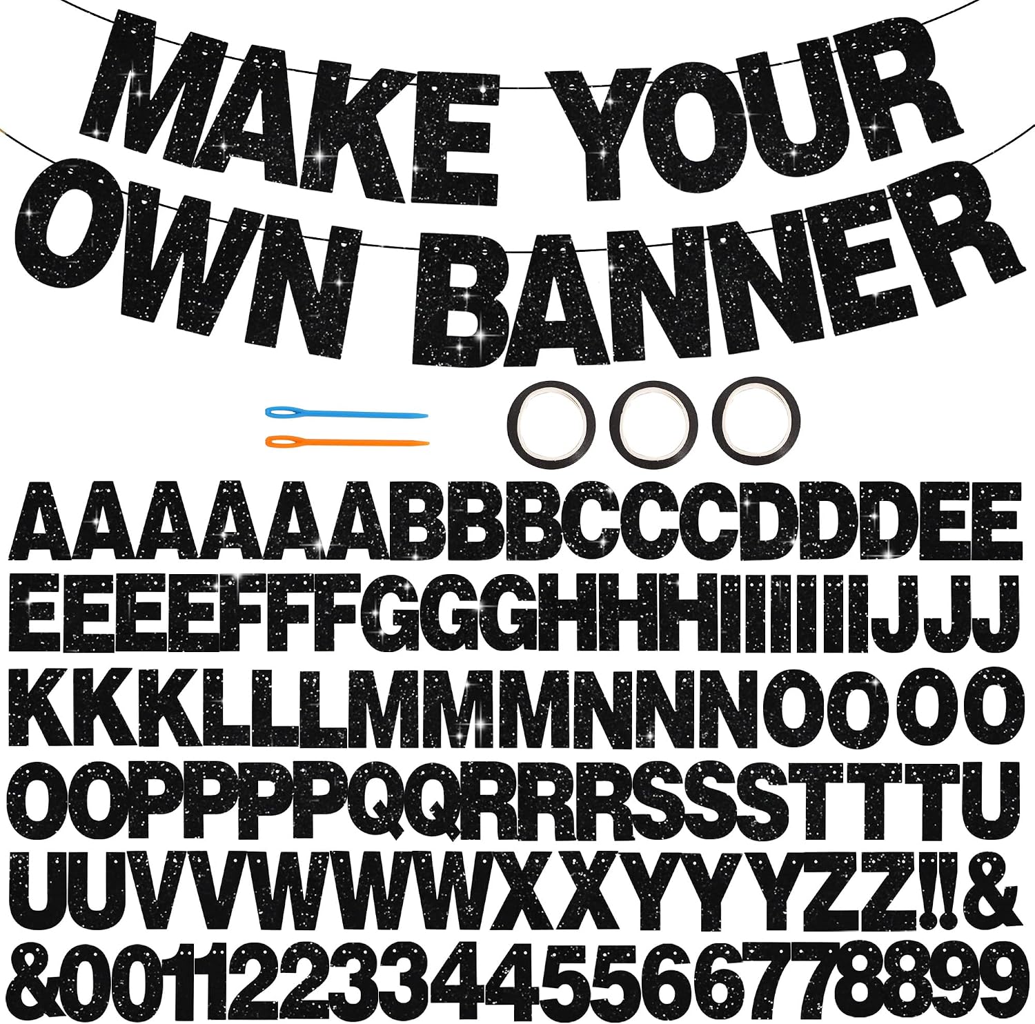 Detalle de BEISHIDA 116‑Piece Glitter Letter Banner Kit