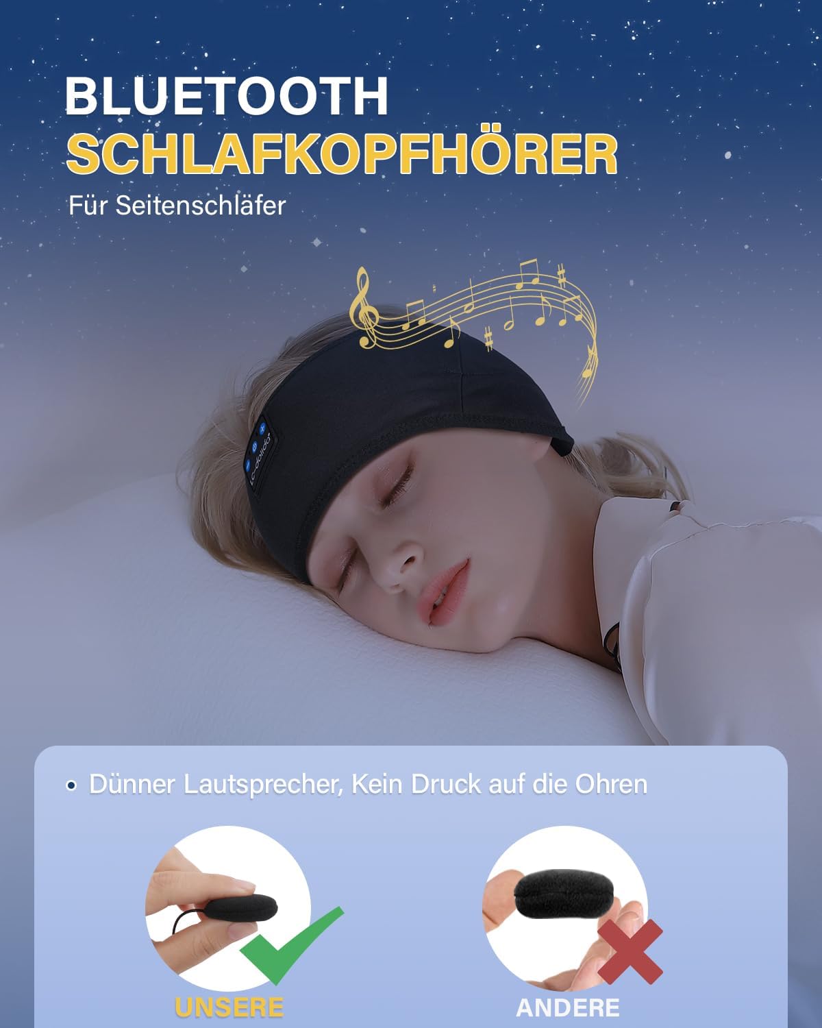 Detalle de LC-dolida Schlafkopfhörer Bluetooth 5.4