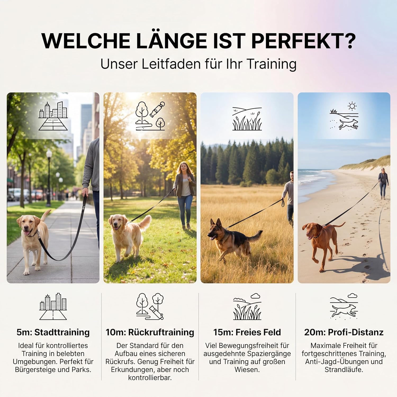 Thumbnail 5 de HUND IST KÖNIG Schleppleine 15 m für Hunde bis 12–70 kg – robuste Laufleine mit Griffpolster & Sicherheitskarabiner