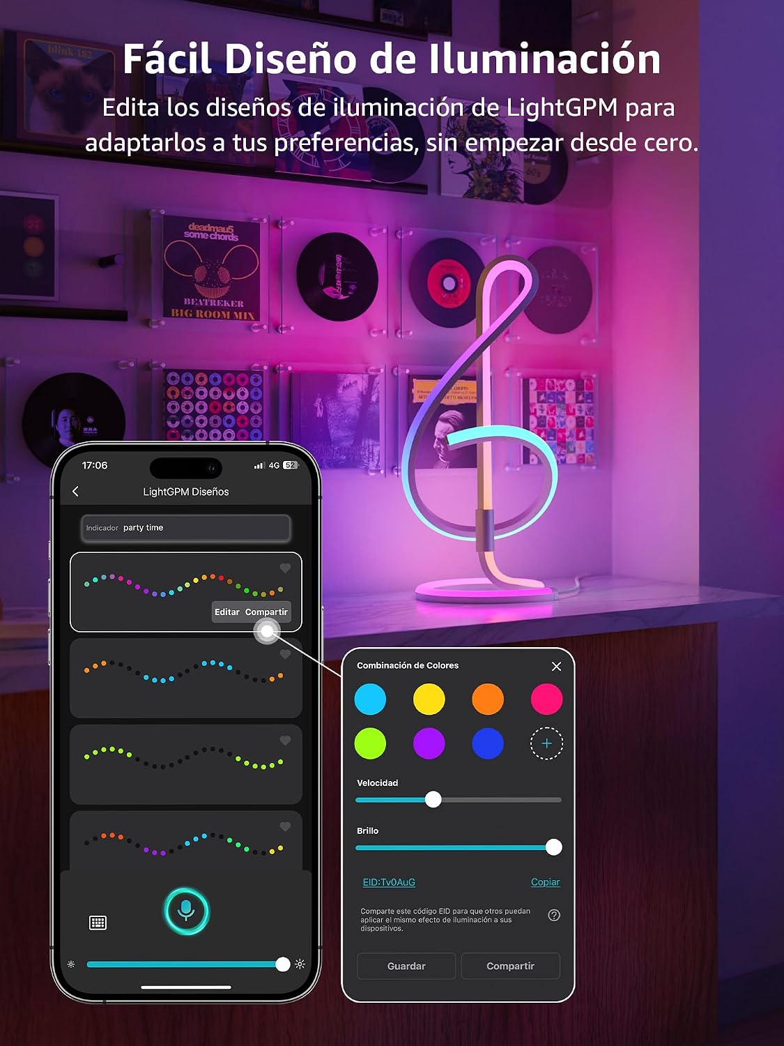 Detalle 2 de Lepro TB2 AI Lámpara de Mesa Inteligente con Luz RGB 🎶