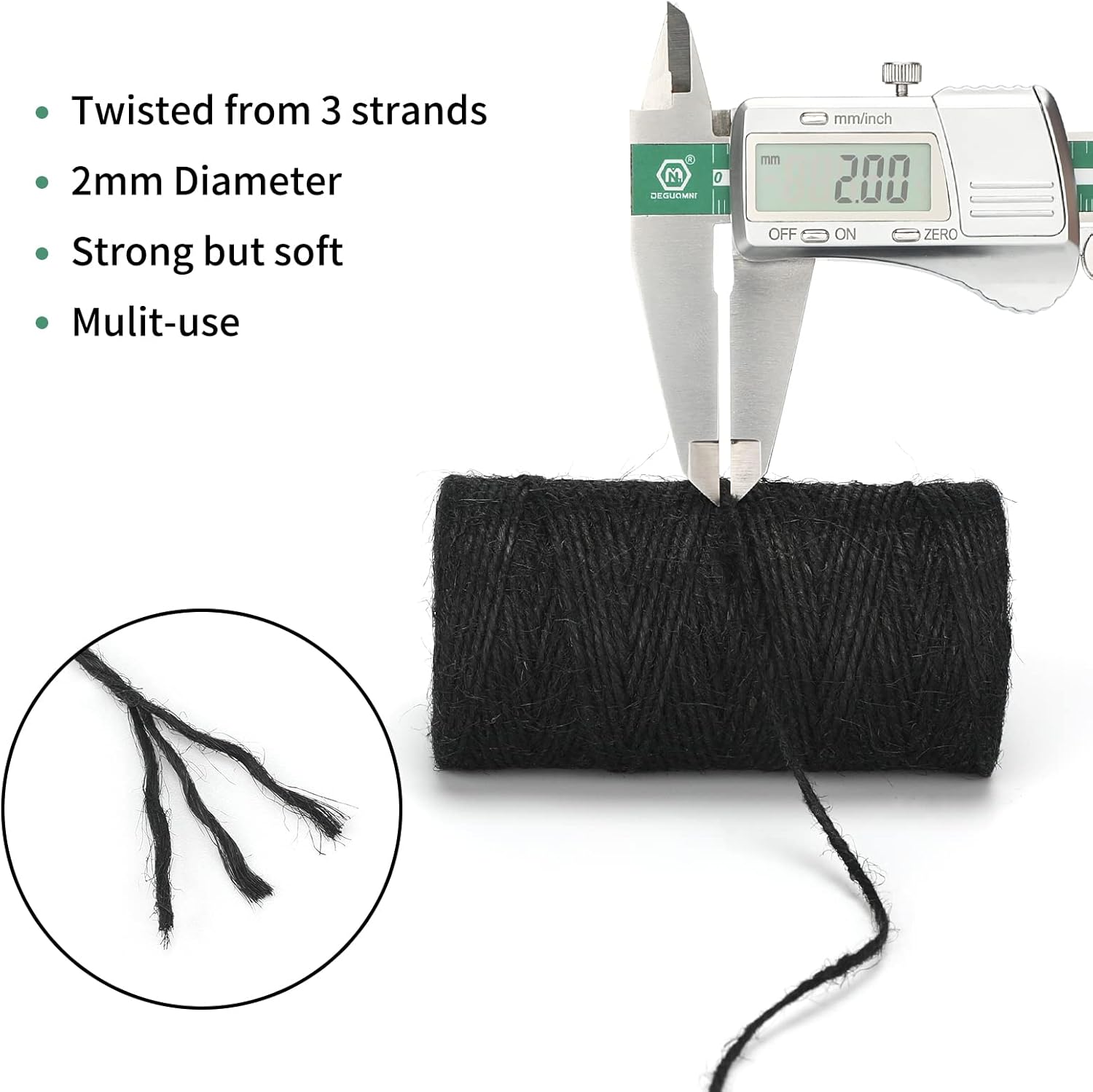 Thumbnail 2 de G2PLUS Black Jute String Twine 2mm, 100m – Natural Garden Jute Rope for DIY, Craft and Garden Uses
