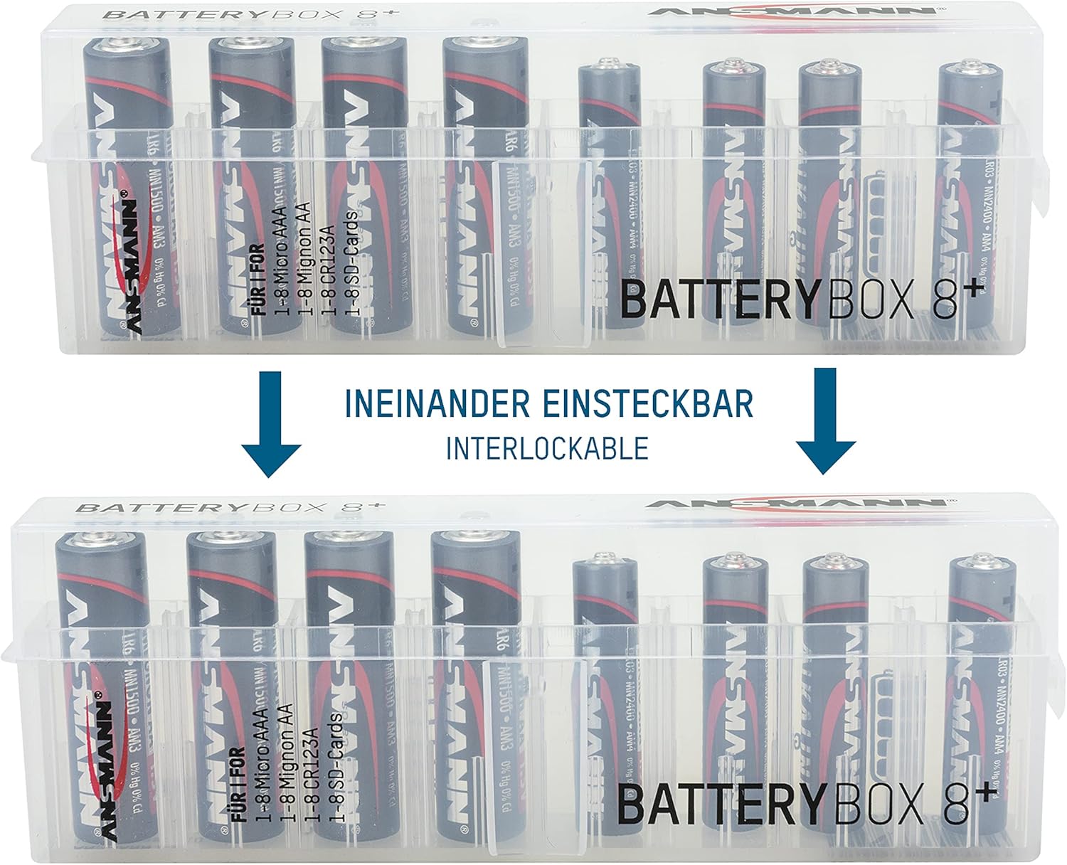 Thumbnail 1 de ANSMANN Batteriebox für AAA Micro, AA Mignon & Spezialbatterien – Akkubox für bis zu 8 Zellen