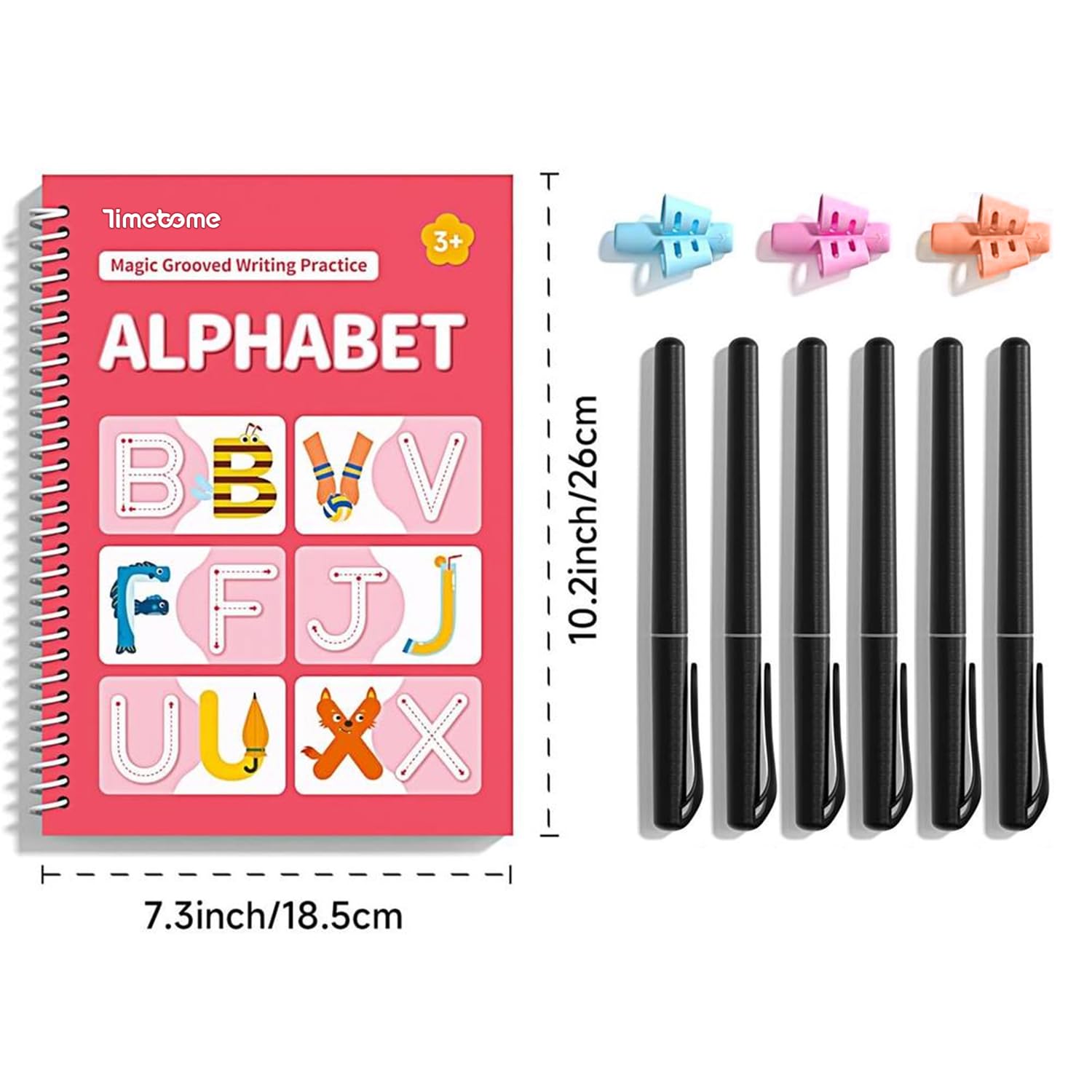 Detalle de Timetome Reusable 3D Groove Writing Practice Books for Kids, 6-Book Set