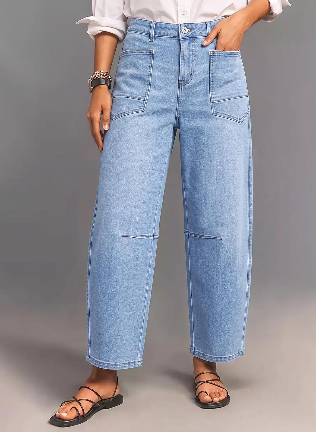 Detalle 2 de Dokotoo Women's Barrel Jeans in Stretch Denim