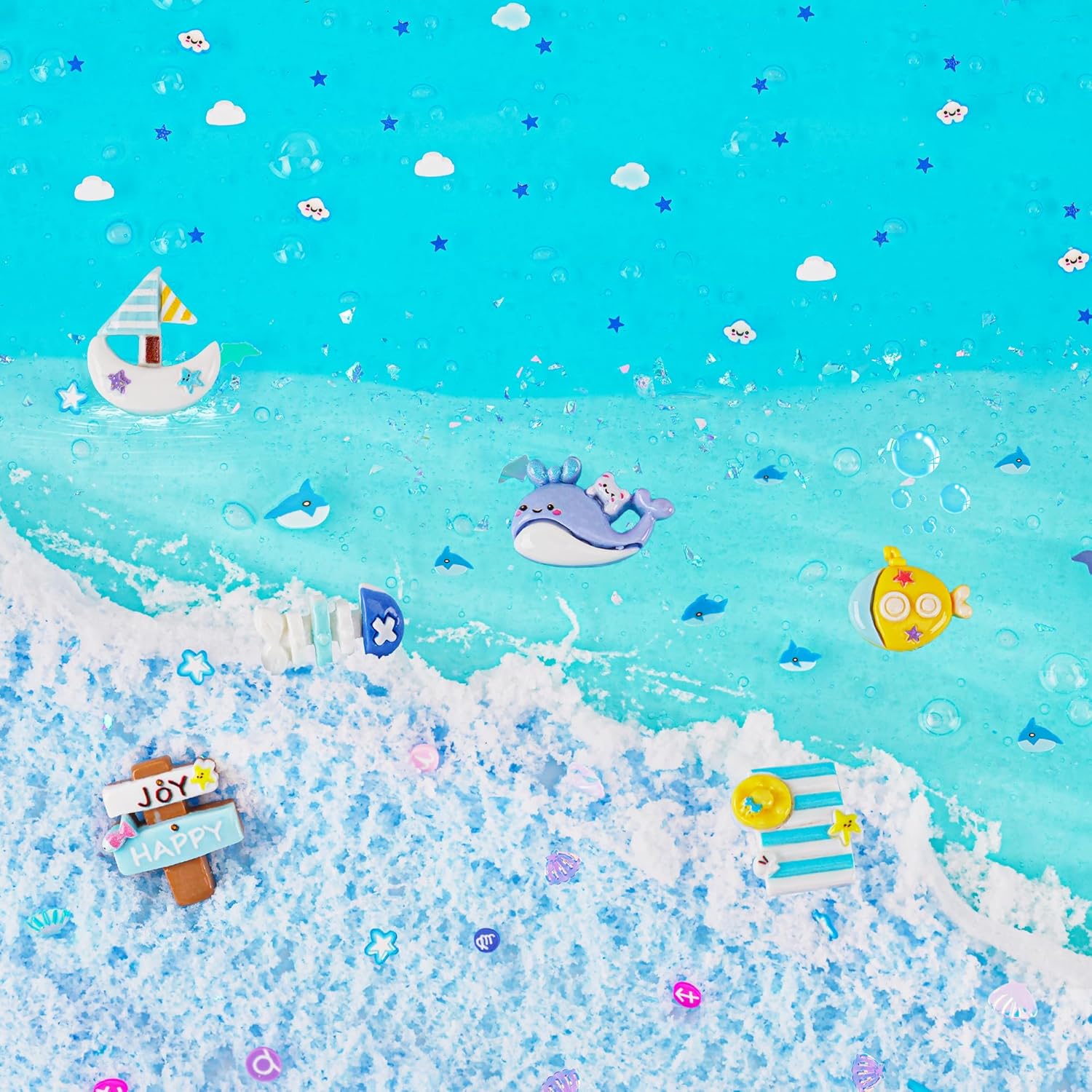 Thumbnail 5 de LAWOHO 6 Packs Blue Slime Kit (Cloud, Clear & Butter) – Ocean-themed slime party favour set