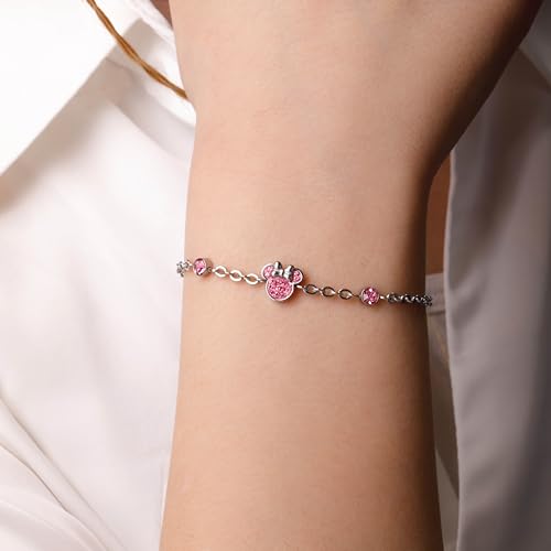 Thumbnail 2 de Disney Pulsera Minnie Mouse en acero inoxidable con circonitas rosas (13-18 cm)