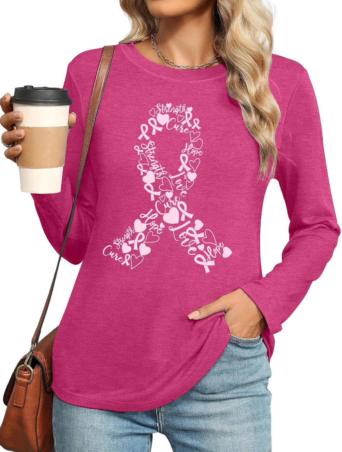 Detalle 2 de WOSHN Breast Cancer Awareness Long-Sleeve Shirt