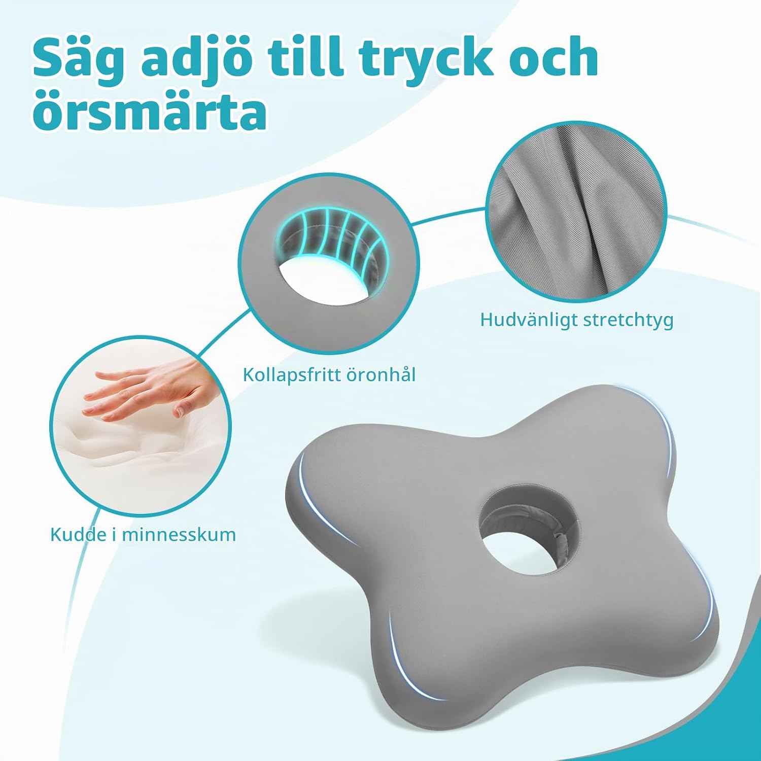 Thumbnail 5 de pozico CloudEar EP-02 piercingkudde i memoryskum med öronuttag