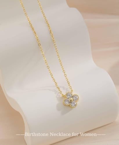 Detalle de FUNEIA Collier trefle à 4 feuilles en plaqué or 18k avec zircone cubique – longueur ajustable