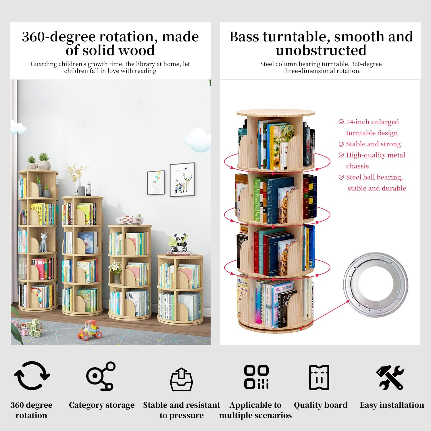 Detalle de Drehbares Bücherregal mit 360 Grad