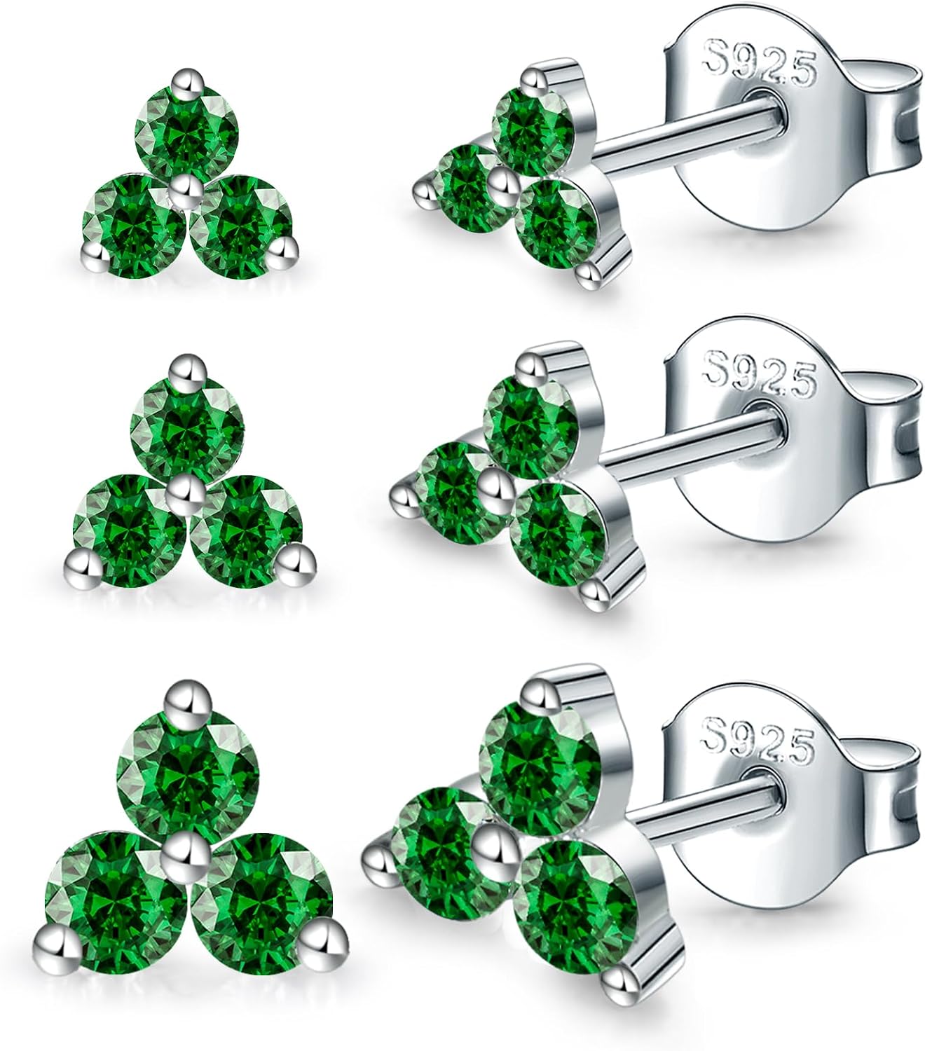 Thumbnail 6 de MASOP Ohrstecker Silber 925 Gold/Rosegold Set – 3 Paar mit Zirkonia (3 mm/4 mm/5 mm)