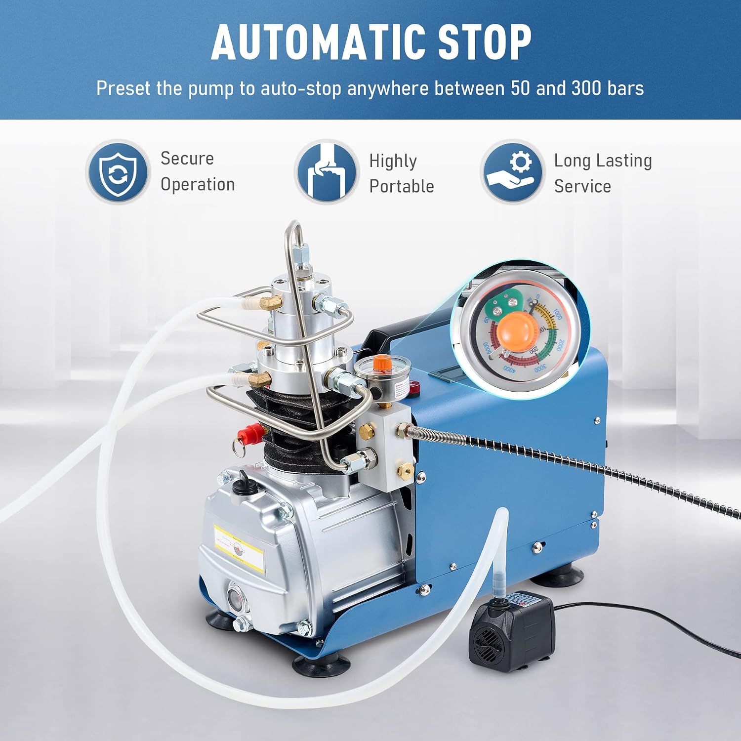 Thumbnail 2 de CREWORKS Compressore PCP 300 Bar 4350 PSI con Pressione Preimpostata e Auto-Stop – 1800W