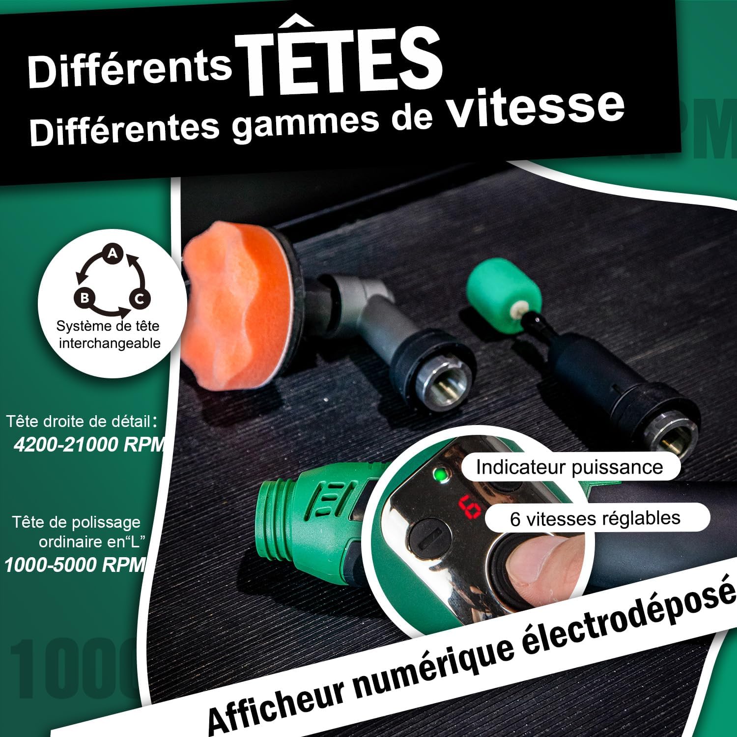 Thumbnail 2 de BATOCA S6 mini-polijstmachine, draadloos 12 V met DA- en RO-aandrijving