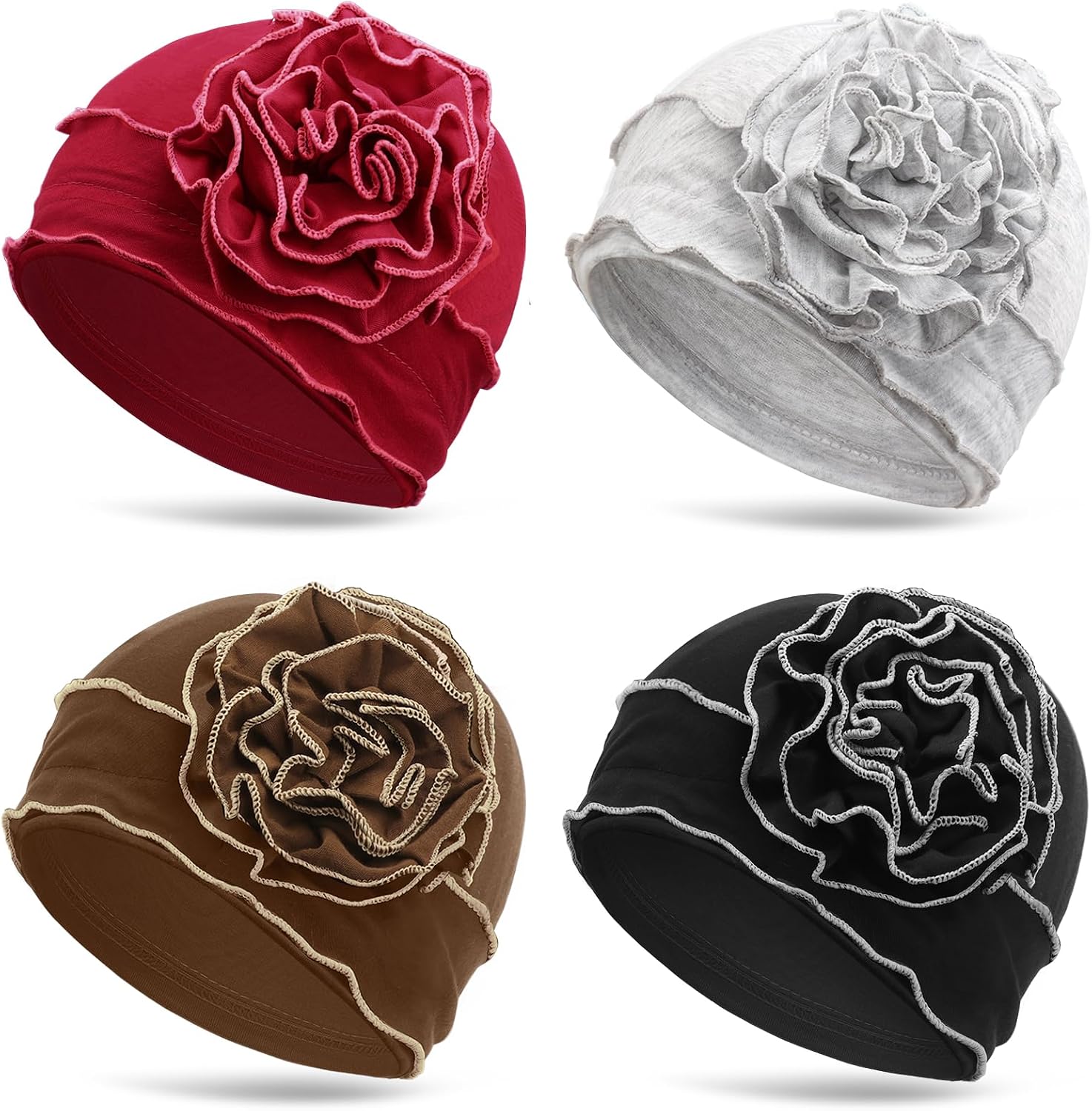 Thumbnail 6 de DRESHOW Chemo Turban Headwear Soft Cancer Headwrap Hat for Women Beanies Flowers Hair Loss Cap
